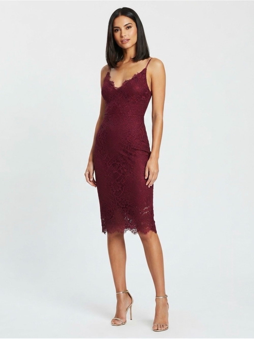 [Bardot] Burgundy Lace Pencil Dress